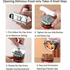 Cap Crack Jar Opener 2026 New Adjustable Multi-Lid Can Opener for Weak Hands - Ergonomic Non-Slip Grip, One-Hand Operation, Opens Bottles Cans Jars Effortlessl (White Green)
