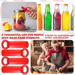 4 Pcs Jar Lid Opener, Plastic Jar Lid Openers for Seniors with Arthritis, Weak Hands, Carpal Tunnel Sufferers, Can Bottle Opener Gripper Bottle Openers Kitchen Accessories Easy Grip Tool