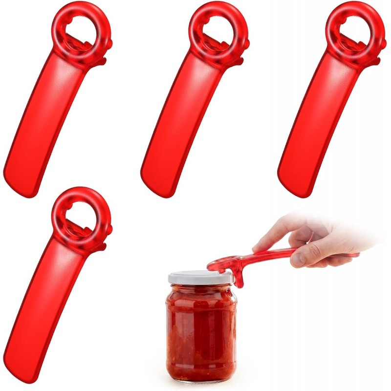 4 Pcs Jar Lid Opener, Plastic Jar Lid Openers for Seniors with Arthritis, Weak Hands, Carpal Tunnel Sufferers, Can Bottle Opener Gripper Bottle Openers Kitchen Accessories Easy Grip Tool