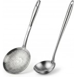 Stainless Steel Soup Ladle and Slotted Spoon Set - 15.8