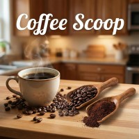 2Pcs Small Wooden Coffee Scoop, 4.33 Inch Solid Wood Short Handle Scoop for Coffee, Mini Wood Measuring Spoon for Jars, Canisters, Tea, Sugar, Spices