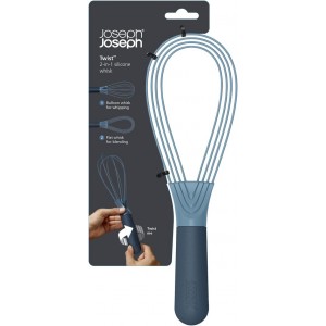Joseph Joseph Twist Whisk 2-In-1 Collapsible Balloon and Flat Whisk Silicone Coated Steel Wire, Sky Blue (Pack of 2)