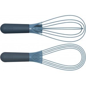 Joseph Joseph Twist Whisk 2-In-1 Collapsible Balloon and Flat Whisk Silicone Coated Steel Wire, Sky Blue (Pack of 2)