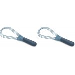 Joseph Joseph Twist Whisk 2-In-1 Collapsible Balloon and Flat Whisk Silicone Coated Steel Wire, Sky Blue (Pack of 2)