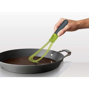 Joseph Joseph Twist Whisk 2-In-1 Collapsible Balloon and Flat Whisk Silicone Coated Steel Wire, Gray/Green (Pack of 2)
