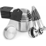 Magnetic Measuring Cups and Spoons Set, Including 7 Stainless Steel Nesting Measuring Cups and 5 Magnetic Measuring Spoons for Cooking & Baking (Black)