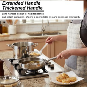 Stainless Steel Fine Mesh Skimmer Spoon, Fat Skimmer Spoon Fine Mesh, Colander Strainer, Oil Filter Food Strainer for Cooking Oil, Grease Foam, Food Vegetable Hot Pot (2 Pack, Large+small)