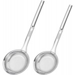 Stainless Steel Fine Mesh Skimmer Spoon, Fat Skimmer Spoon Fine Mesh, Colander Strainer, Oil Filter Food Strainer for Cooking Oil, Grease Foam, Food Vegetable Hot Pot (2 Pack, Large+small)