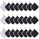 24 Pcs Cotton Hot Pads for Kitchen Heat Resistant, 7 x 7 Inch Pot Holders Bulk with Hanging Loops Square Potholders Oven Hot Pads for Kitchen Cooking Baking (Grey/Black)