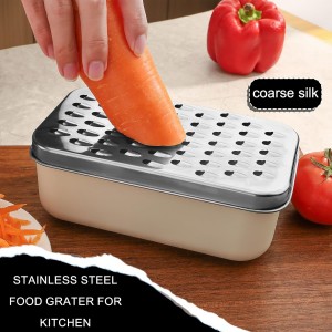 Cheese Grater With Container Box,Grater Cheese Shredder,2 In1 Fruit Vegetable Chopper Onion Choppers,Perfect For Hard Parmesan Or Soft Cheddar Cheeses,Ginger,Butter,Vegetables Etc(White)