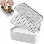 Cheese Grater With Container Box,Grater Cheese Shredder,2 In1 Fruit Vegetable Chopper Onion Choppers,Perfect For Hard Parmesan Or Soft Cheddar Cheeses,Ginger,Butter,Vegetables Etc(White)