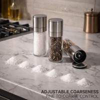 Professional Salt or Pepper Grinder– Stainless Steel Refillable Pepper Mill with Adjustable Coarseness, Ceramic Rotor, Reliable & Portable Design (1 Pack)