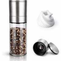 Professional Salt or Pepper Grinder– Stainless Steel Refillable Pepper Mill with Adjustable Coarseness, Ceramic Rotor, Reliable & Portable Design (1 Pack)