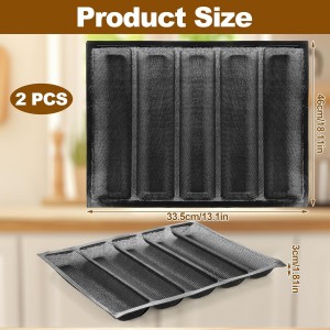 2 PACK 5-Loaf Silicone Perforated Bread Mold - Non-Stick Baguette Baking Pan for Homemade Subway-Style Sandwiches & Hoagies - Fits Standard 17x13 Half Sheet Pan