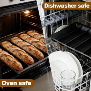 2 PACK 5-Loaf Silicone Perforated Bread Mold - Non-Stick Baguette Baking Pan for Homemade Subway-Style Sandwiches & Hoagies - Fits Standard 17x13 Half Sheet Pan
