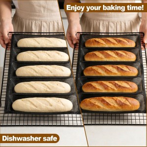 2 PACK 5-Loaf Silicone Perforated Bread Mold - Non-Stick Baguette Baking Pan for Homemade Subway-Style Sandwiches & Hoagies - Fits Standard 17x13 Half Sheet Pan