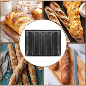 2 PACK 5-Loaf Silicone Perforated Bread Mold - Non-Stick Baguette Baking Pan for Homemade Subway-Style Sandwiches & Hoagies - Fits Standard 17x13 Half Sheet Pan
