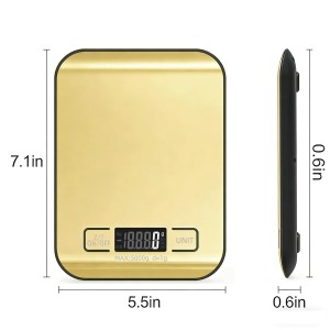 Digital Shipping Scale,Stainless Steel Panel, Accurate Portable Postal Scale for Packages, Small Business,Kitchen, Food, Handmade, Liquids, and Boutique (Mirror Gold Battery(5kg/1g))