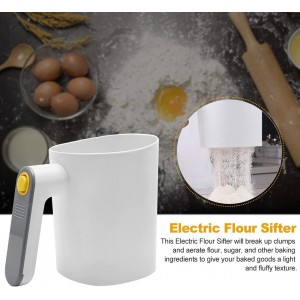 Electric Flour Sifter, Handheld Battery Operated Stainless Steel Mesh Shaker, Fine Mesh Cup Shape Powder Shaker Strainer Kitchen Cooking Baking Pastry Tools 4 Cup/1L Capacity