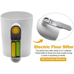 Electric Flour Sifter, Handheld Battery Operated Stainless Steel Mesh Shaker, Fine Mesh Cup Shape Powder Shaker Strainer Kitchen Cooking Baking Pastry Tools 4 Cup/1L Capacity