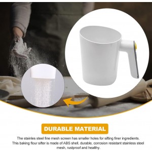 Electric Flour Sifter, Handheld Battery Operated Stainless Steel Mesh Shaker, Fine Mesh Cup Shape Powder Shaker Strainer Kitchen Cooking Baking Pastry Tools 4 Cup/1L Capacity