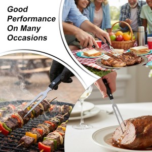 Carving Meat Fork Stainless Steel Serving Fork with Heat-Resistant Handle for Grilling, Cooking, Serving Turkey Dinner Cooking