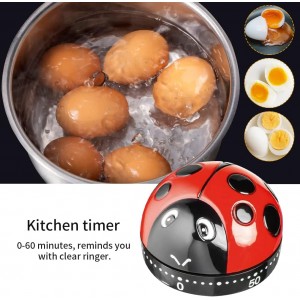 Ladybug Mechanical Cooking Timer - 60-Minute Kitchen Alarm Clock with Loud Ring