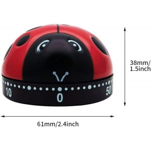 Ladybug Mechanical Cooking Timer - 60-Minute Kitchen Alarm Clock with Loud Ring