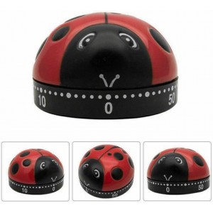 Ladybug Mechanical Cooking Timer - 60-Minute Kitchen Alarm Clock with Loud Ring