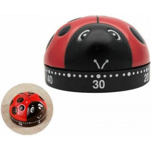 Ladybug Mechanical Cooking Timer - 60-Minute Kitchen Alarm Clock with Loud Ring