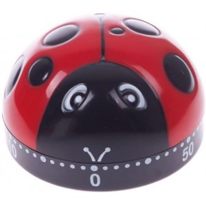 Ladybug Mechanical Cooking Timer - 60-Minute Kitchen Alarm Clock with Loud Ring