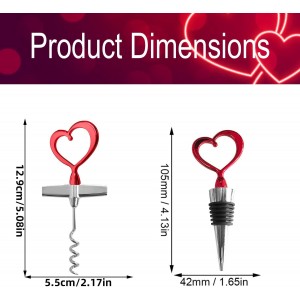 Heart Shaped Wine Opener and Stopper Set - Red Stainless Steel Wine Accessories, Romantic Gift for Wine Lovers, Ideal for Kitchen, Bar, Housewarming, Birthday, Anniversary