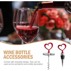 Heart Shaped Wine Opener and Stopper Set - Red Stainless Steel Wine Accessories, Romantic Gift for Wine Lovers, Ideal for Kitchen, Bar, Housewarming, Birthday, Anniversary