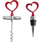 Heart Shaped Wine Opener and Stopper Set - Red Stainless Steel Wine Accessories, Romantic Gift for Wine Lovers, Ideal for Kitchen, Bar, Housewarming, Birthday, Anniversary