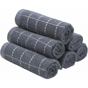 Natural Cotton Dish Cloths Waffle Weave Kitchen Towels,Ultra Absorbent Quick Drying Dish Towels, Soft Comfort Cleaning Cloth Washcloths, Set of 6 (Grey, 12 x 12 Inches)