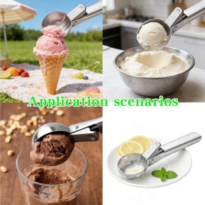 Large Ice cream scoop, a portable stainless steel ice cream scoop with trigger device and comfortable handle, suitable for DIY mixed ice cream, fruits, frozen yogurt, etc. (1pcs Large silvery)