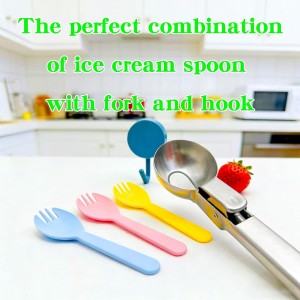 Large Ice cream scoop, a portable stainless steel ice cream scoop with trigger device and comfortable handle, suitable for DIY mixed ice cream, fruits, frozen yogurt, etc. (1pcs Large silvery)