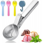 Large Ice cream scoop, a portable stainless steel ice cream scoop with trigger device and comfortable handle, suitable for DIY mixed ice cream, fruits, frozen yogurt, etc. (1pcs Large silvery)