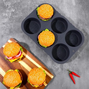 3 Pcs Silicone Baking Pan Set, 4 Non-Stick Baguette Pan and 6 Hamburger Bun Mold with Scraper for French Bread, Sandwich Rolls and Homemade Loaves