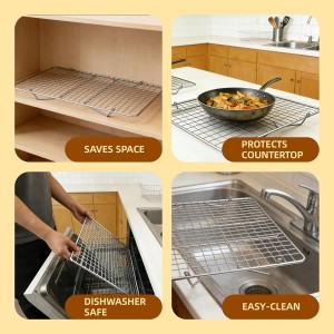 Cooling Rack, 3 Tier Stackable Cooling Racks for Cooking Baking Roasting, Multi-Level Collapsible Cookie Rack for Cakes, Oven Safe & Easy Clean (Silver, 3-Tier)