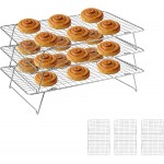 Cooling Rack, 3 Tier Stackable Cooling Racks for Cooking Baking Roasting, Multi-Level Collapsible Cookie Rack for Cakes, Oven Safe & Easy Clean (Silver, 3-Tier)