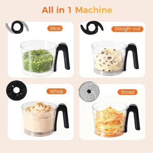 Sweetcrispy Food Processor Blender Combo for Vegetable, Dough, Electric Food Processors Slicing, 6 Cup Chopper for Meat, Puree, 2 Speeds, Sharp Blades, Safety Lock with 1.5L Glass Jar