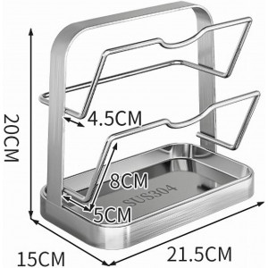 304 Stainless Steel Pot Lid Holder, Kitchen Pot Lid Storage Rack/Pot Lid Organizer, Spoon and Lid Rest for Stove Top/Countertop, Multi-Functional Utensil Rest (2 levels)