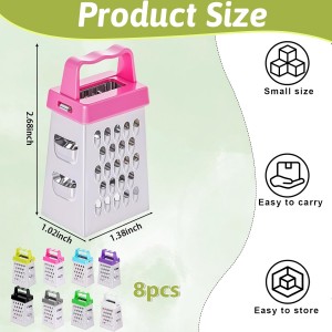 8 Pcs Small Garlic Box Graters Mini Cheese Grater Stainless Steel Food Shredder Spices Gadget with 4 Sides Professional Safe Zester for Lemon Chocolate Vegetable Potatoes Kitchen