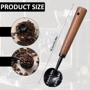 Coffee Measuring Spoon, 15ml Vintage Coffees Scoop with Walnut Handle, Retro Stainless Steel Kitchen Utensil for Scooping, Measuring & Serving for Coffees, Tea