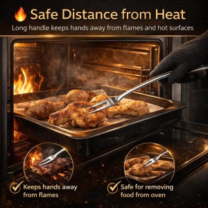 Stainless Steel Carving Fork Set (2 Sizes) – Ergonomic Curved Handle, Heavy Duty Meat Forks for BBQ, Roasting, Turkey, Steak & Serving – Dishwasher Safe