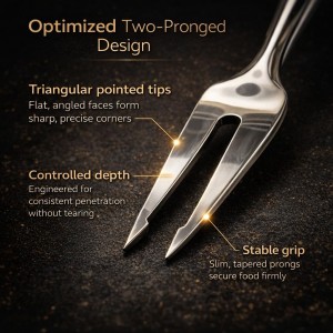 Stainless Steel Carving Fork Set (2 Sizes) – Ergonomic Curved Handle, Heavy Duty Meat Forks for BBQ, Roasting, Turkey, Steak & Serving – Dishwasher Safe