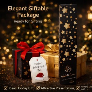 Stainless Steel Carving Fork Set (2 Sizes) – Ergonomic Curved Handle, Heavy Duty Meat Forks for BBQ, Roasting, Turkey, Steak & Serving – Dishwasher Safe