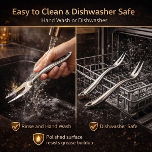 Stainless Steel Carving Fork Set (2 Sizes) – Ergonomic Curved Handle, Heavy Duty Meat Forks for BBQ, Roasting, Turkey, Steak & Serving – Dishwasher Safe