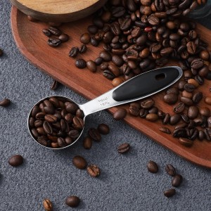 1PCS 1 Tbsp(3tsp, 15ml, 1/2oz), Tablespoon Measuring Spoons Coffee Scoop With Black Silicone Grip, Stainless Steel Measure for Coffee Pet Food Grains Dry Goods, Short Handle Fits Into